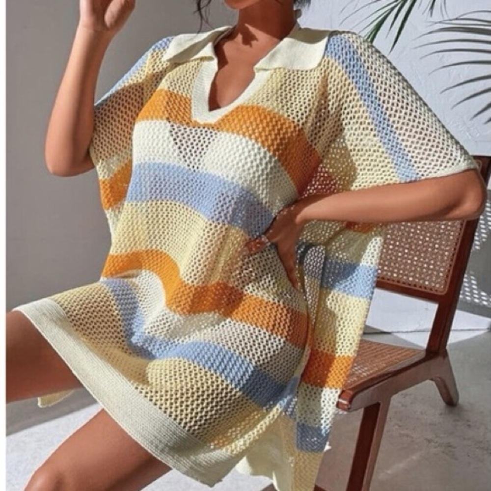 Maeve Anthropologie Striped Knit Cover-Up Dress Swim One Size - Picture 6 of 6